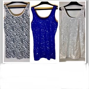 Forever 21 Clear Sequins Embellished Tank Tops